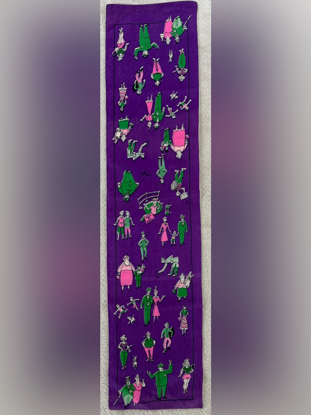 Vintage mid-century novelty print silk scarf
